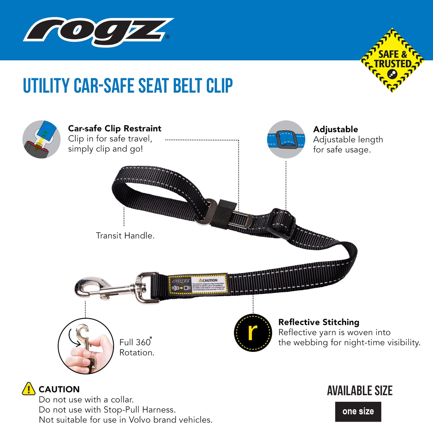 Rogz Utility Car-Safe Safety Belt Clip