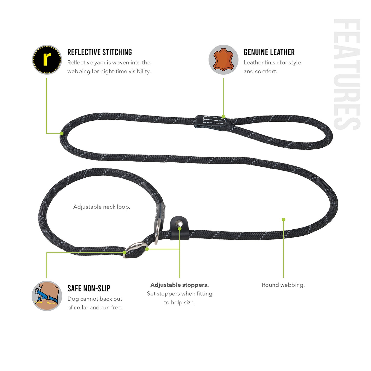 Rogz Rope Quick-Fit Collar Lead for Dogs