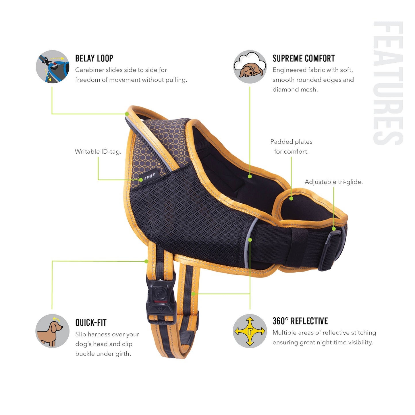 Rogz AirTech Sport Harness Platinum Grey
