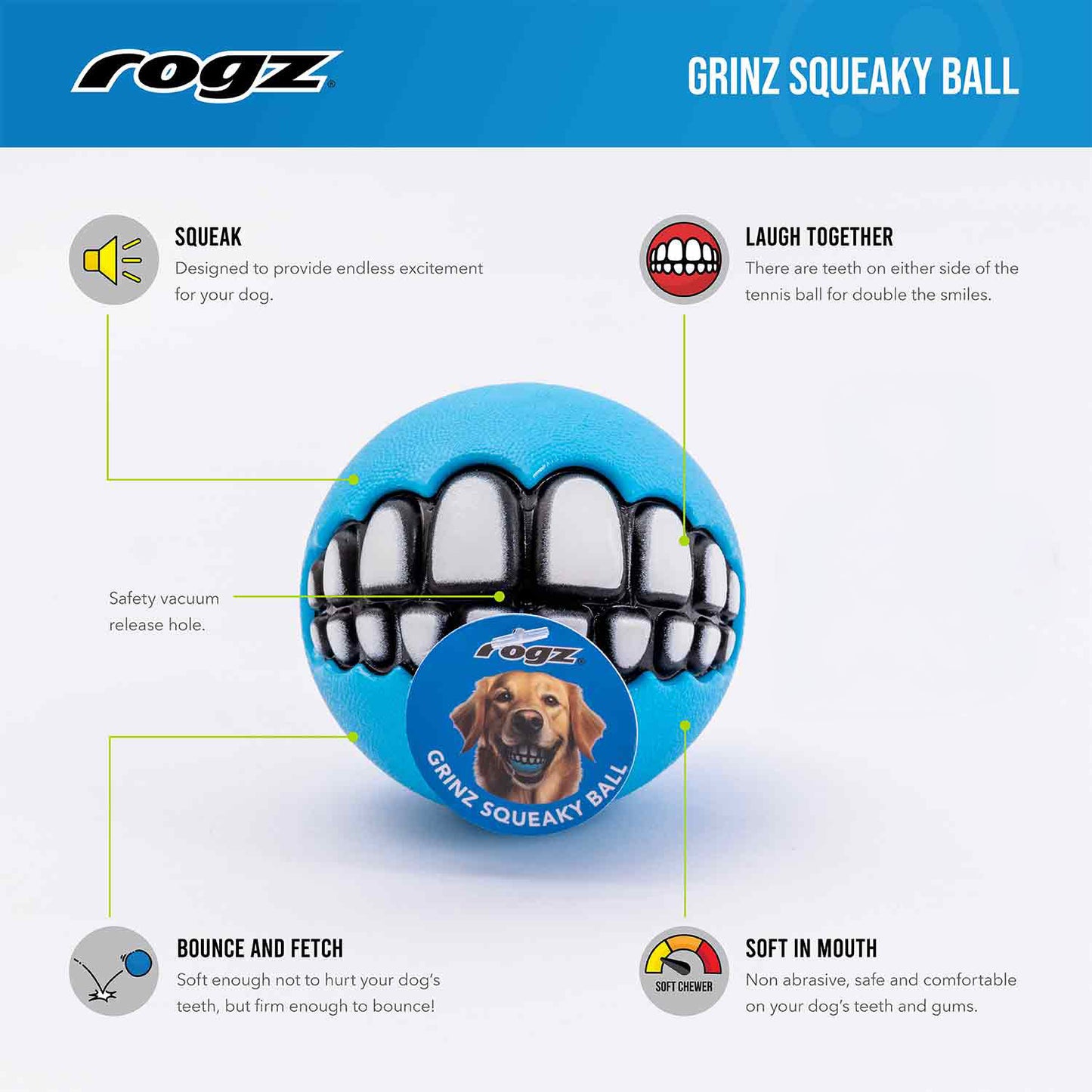 Rogz Grinz Fetch Ball