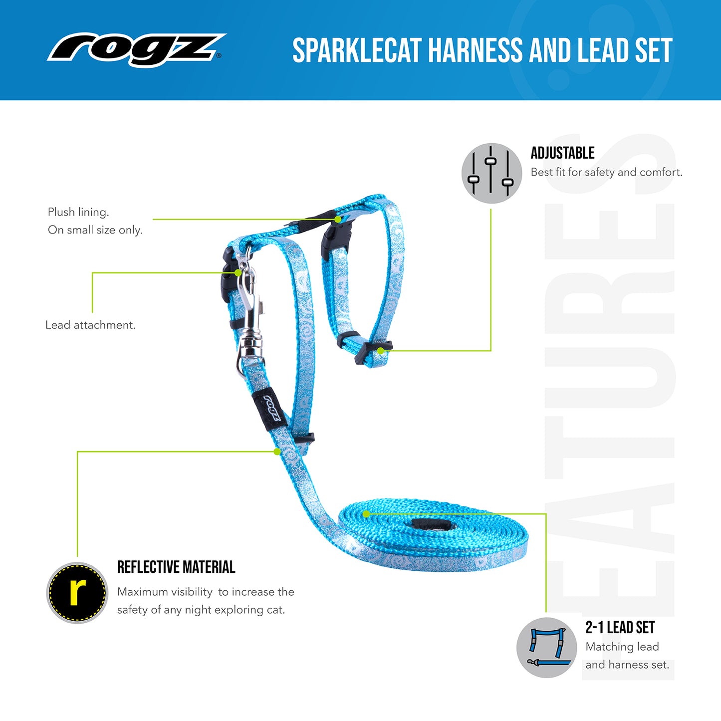 Rogz SparkleCat Control Harness and Lead