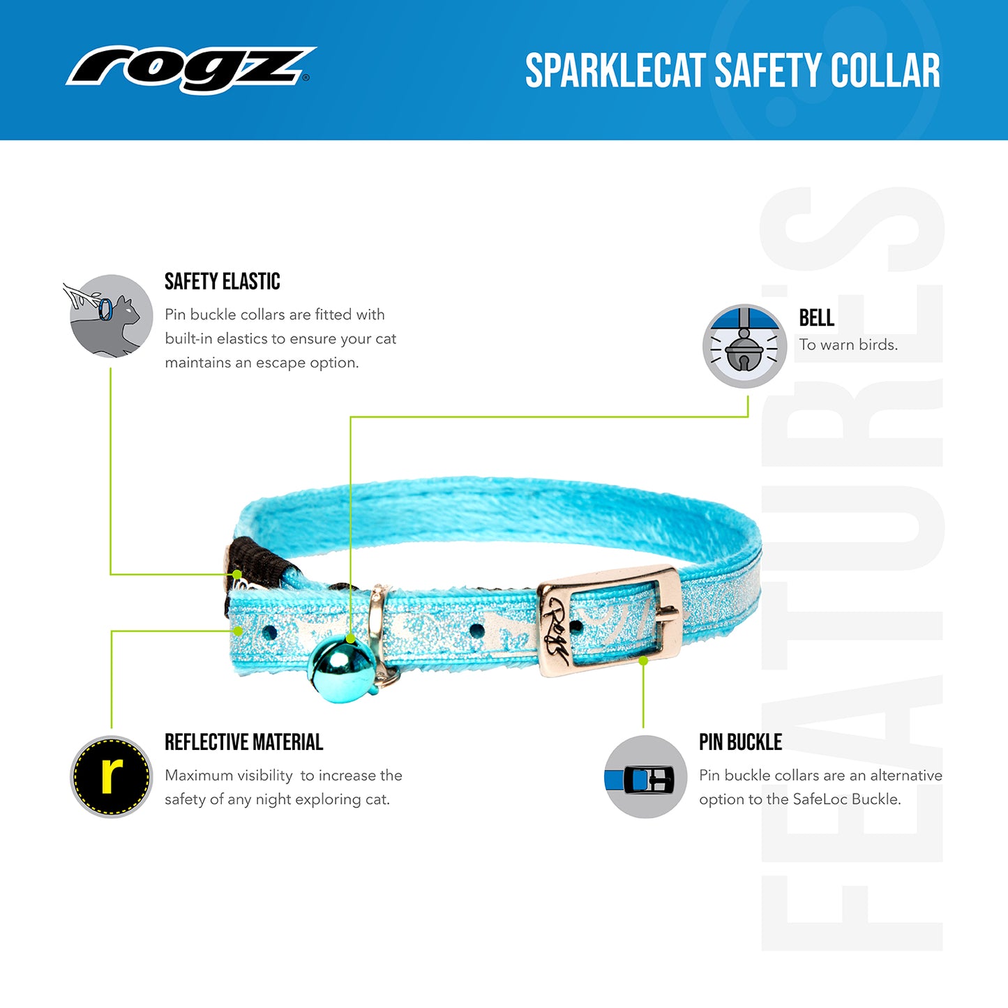 Rogz SparkleCat Pin Buckle Collar for Cats