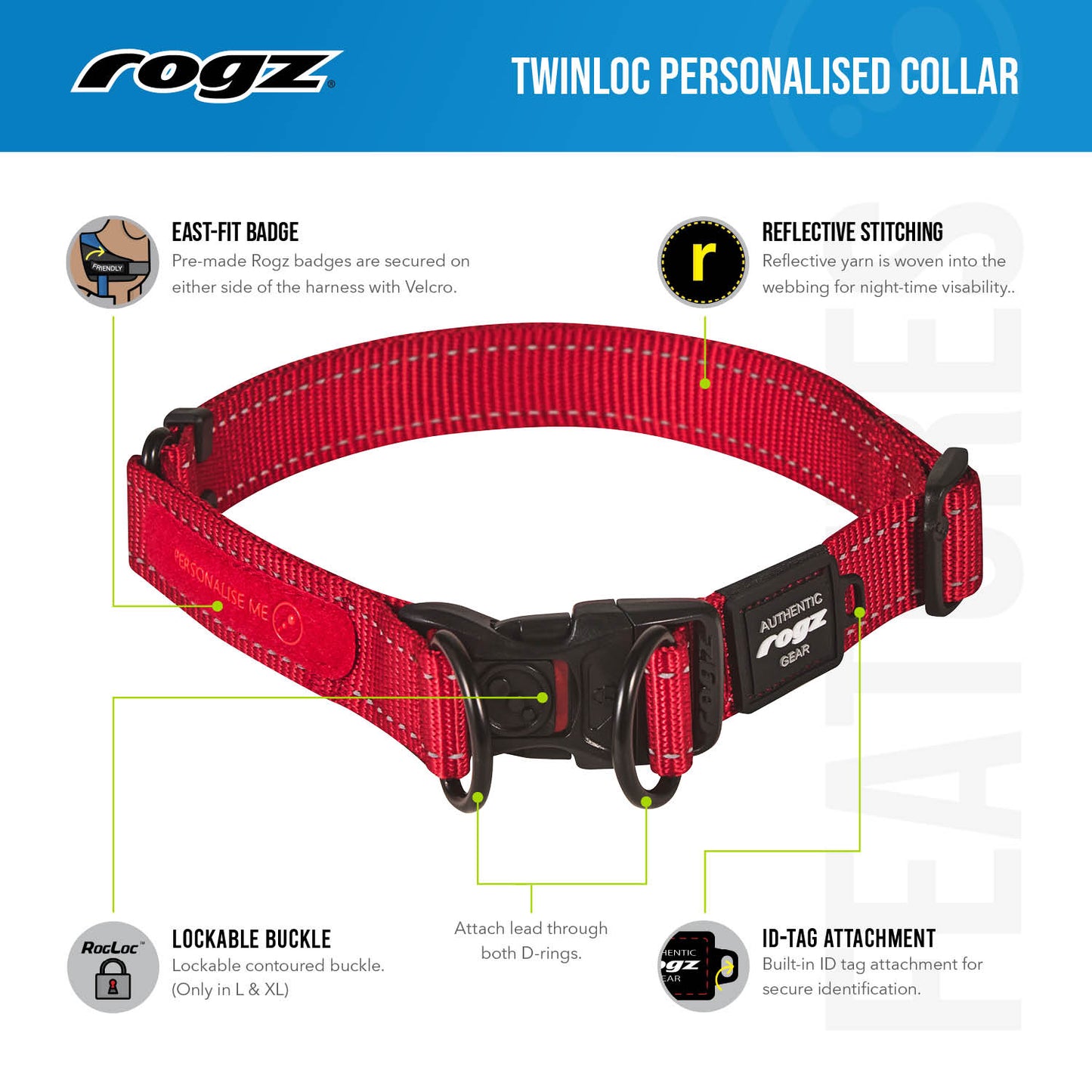 Rogz Utility TwinLoc Personalised Collar